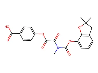 Benzoic acid, 4-((((((2,3-dihydro-2,2-dimethyl-7-benzofuranyl)oxy)carbonyl)methylamino)oxoacetyl)oxy)- structure