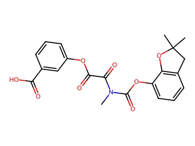 Benzoic acid, 3-((((((2,3-dihydro-2,2-dimethyl-7-benzofuranyl)oxy)carbonyl)methylamino)oxoacetyl)oxy)- structure