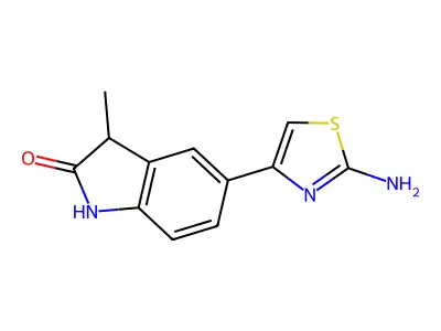 5-(2-amino-1,3-thiazol-4-yl)-3-methyl-2,3-dihydro-1H-indol-2-one structure