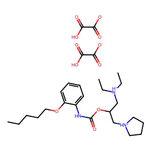 diethyl-[2-[(2-pentoxyphenyl)carbamoyloxy]-3-pyrrolidin-1-ium-1-yl-propyl]ammonium; 2-hydroxy-2-oxo-acetate structure