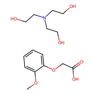 Ethanol, 2,2',2''-nitrilotris-, (2-methoxyphenoxy)acetate (salt) structure