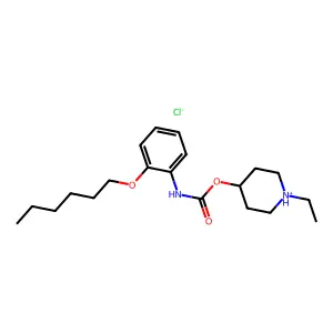 Carbanilic acid, o-(hexyloxy)-, 1-ethyl-4-piperidyl ester, hydrochloride structure