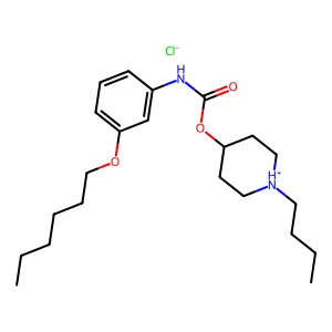 Carbanilic acid, m-(hexyloxy)-, 1-butyl-4-piperidyl ester, hydrochloride structure