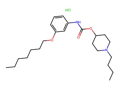 Carbamic acid, (3-(hexyloxy)phenyl)-, 1-butyl-4-piperidinyl ester, monohydrochloride (9CI) structure