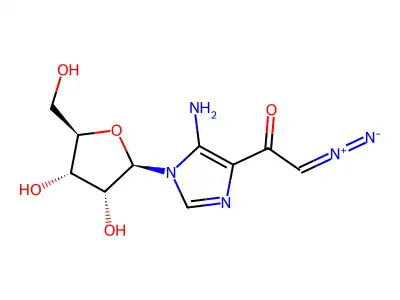5-Amino-4-(diazoacetyl)-1-ribofuranosylimidazole structure