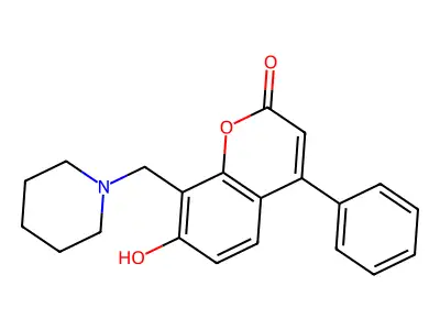 Coumarin, 7-hydroxy-4-phenyl-8-(piperidinomethyl)- structure