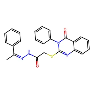2((4-Oxo-3-PH-3,4-dihydro-2-quinazolinyl)thio)N'-(1-PH-ethylidene)acetohydrazide structure