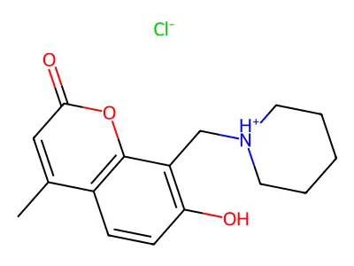Coumarin, 7-hydroxy-4-methyl-8-(piperidinomethyl)-, hydrochloride structure