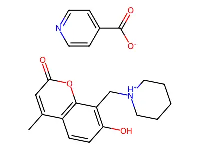 Coumarin, 7-hydroxy-4-methyl-8-(piperidinomethyl)-4-methyl-, isonicotinate (salt) structure