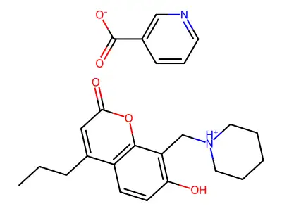 coumarin, 7-hydroxy-8-(piperidinomethyl)-4-propyl-, nicotinate (salt) structure