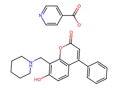 coumarin, 7-hydroxy-4-phenyl-8-(piperidinomethyl)-, isonicotinate (salt) structure