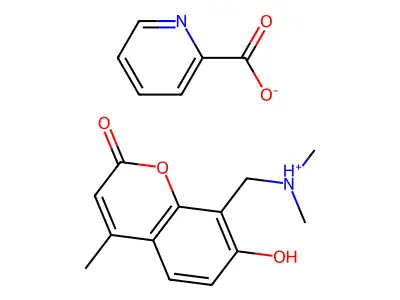 coumarin, 8-((dimethylamino)methyl)-7-hydroxy-4-methyl-, picolinate (salt) structure