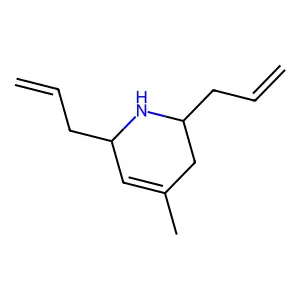 (2S,6R)-4-methyl-2,6-bis(prop-2-enyl)-1,2,3,6-tetrahydropyridine structure