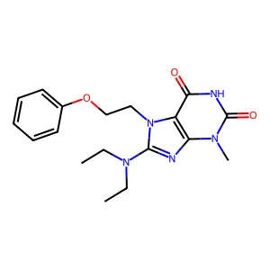 1H-Purine-2,6-dione, 3,7-dihydro-8-(diethylamino)-3-methyl-7-(2-phenoxyethyl)- structure