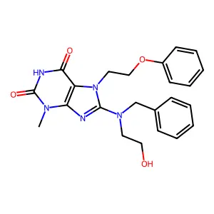 7-(2-Phenoxyethyl)-8-(N-(2-hydroxyethyl)benzylamino)-3-methylxanthine structure