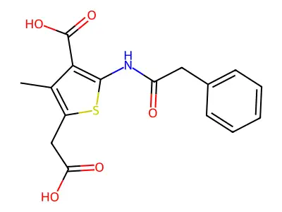 2-Thiopheneacetic acid, 4-carboxy-3-methyl-5-(2-phenylacetamido)- structure