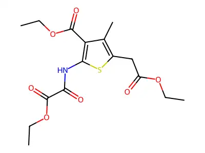 Oxamic acid, N-(3-carboxy-5-(carboxymethyl)-4-methyl-2-thienyl)-, triethyl ester structure