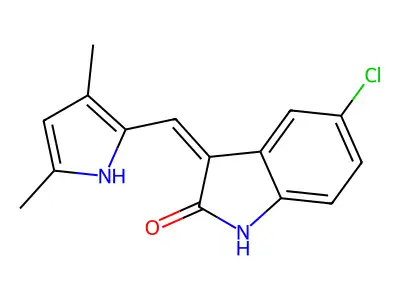 5-Chloro-3-[(3,5-dimethyl-1H-pyrrol-2-yl)methylene]-1,3-dihydroindol-2-one structure