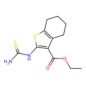 Ethyl 2-(carbamothioylamino)-4,5,6,7-tetrahydro-1-benzothiophene-3-carboxylate structure
