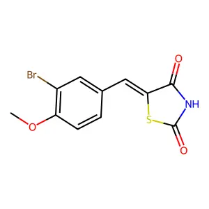 (5E)-5-[(3-bromo-4-methoxyphenyl)methylidene]-1,3-thiazolidine-2,4-dione structure