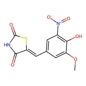 (5Z)-5-[(4-Hydroxy-3-methoxy-5-nitrophenyl)methylene]-2,4-thiazolidinedione structure