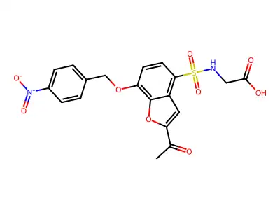 Glycine, N-((2-acetyl-7-((4-nitrophenyl)methoxy)-4-benzofuranyl)sulfonyl)- structure