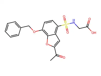 Glycine, N-((2-acetyl-7-(phenylmethoxy)-4-benzofuranyl)sulfonyl)- structure