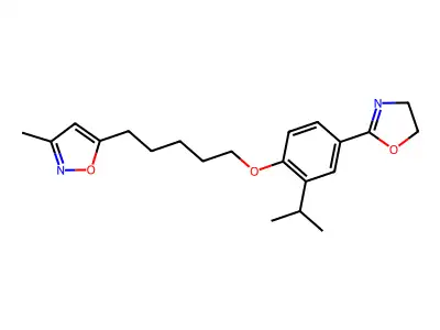 Isoxazole, 5-(5-(4-(4,5-dihydro-2-oxazolyl)-2-(1-methylethyl)phenoxy)pentyl)-3-methyl- structure