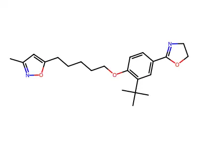 Isoxazole, 5-(5-(4-(4,5-dihydro-2-oxazolyl)-2-(1,1-dimethylethyl)phenoxy)pentyl)-3-methyl- structure