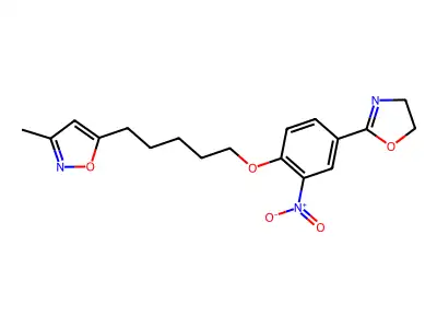 Isoxazole, 5-(5-(4-(4,5-dihydro-2-oxazolyl)-2-nitrophenoxy)pentyl)-3-methyl- structure