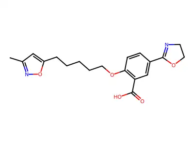 Benzoic acid, 5-(4,5-dihydro-2-oxazolyl)-2-((5-(3-methyl-5-isoxazolyl)pentyl)oxy)- structure