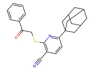 6-(1-Adamantyl)-2-phenacylsulfanylpyridine-3-carbonitrile structure