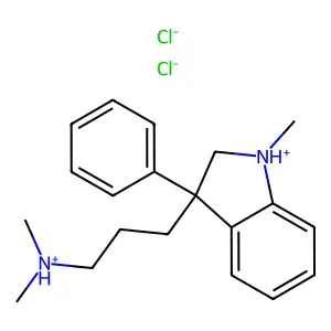 Indoline, 3-(3-dimethylaminopropyl)-1-methyl-3-phenyl-, dihydrochloride structure