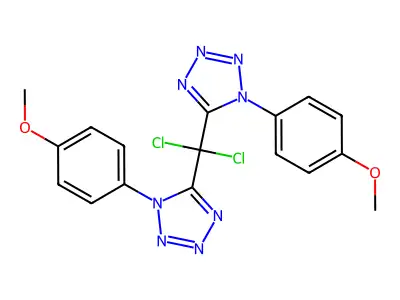 dichlorobis(1-(4-methoxyphenyl)-1H-tetrazol-5-yl)methane structure