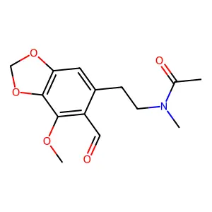 N-(2-(6-formyl-7-methoxybenzo[d][1,3]dioxol-5-yl)ethyl)-N-methylacetamide structure