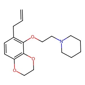 1-[2-[[2,3-Dihydro-6-(2-propen-1-yl)-1,4-benzodioxin-5-yl]oxy]ethyl]piperidine structure