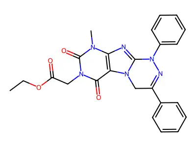 (1,2,4)Triazino(3,4-f)purine-7(4H)-acetic acid, 1,6,8,9-tetrahydro-9-methyl-6,8-dioxo-1,3-diphenyl-, ethyl ester structure