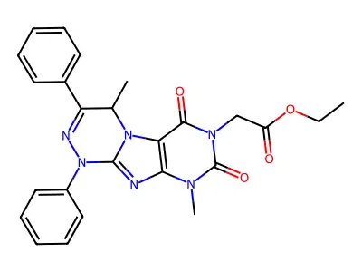 (1,2,4)Triazino(3,4-f)purine-7(4H)-acetic acid, 1,6,8,9-tetrahydro-4,9-dimethyl-6,8-dioxo-1,3-diphenyl-, ethyl ester structure