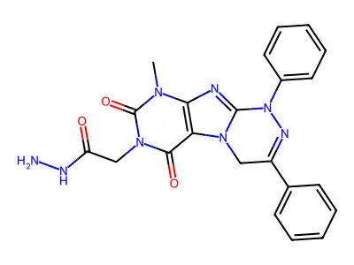 (1,2,4)Triazino(3,4-f)purine-7(4H)-acetic acid, 1,6,8,9-tetrahydro-9-methyl-6,8-dioxo-1,3-diphenyl-, hydrazide structure