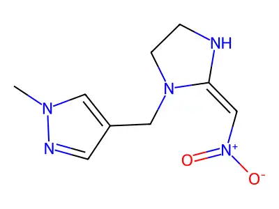 1H-Pyrazole, 1-methyl-4-((2-(nitromethylene)-1-imidazolidinyl)methyl)- structure