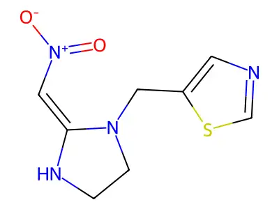 Thiazole, 5-((2-(nitromethylene)-1-imidazolidinyl)methyl)- structure