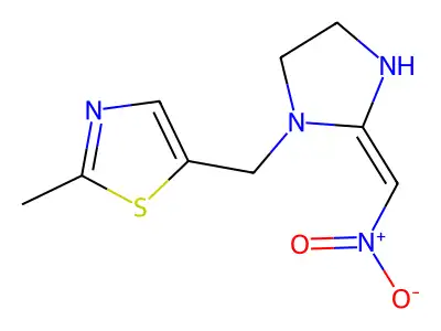 Thiazole, 2-methyl-5-((2-(nitromethylene)-1-imidazolidinyl)methyl)- structure