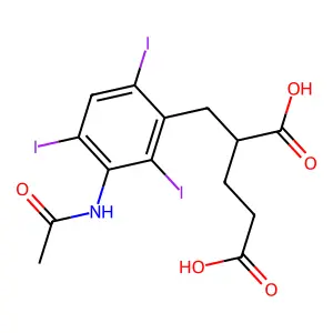 Glutaric acid, 2-(3-acetamido-2,4,6-triiodobenzyl)- structure