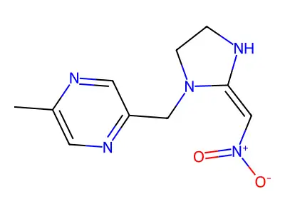 Pyrazine, 2-methyl-5-((2-(nitromethylene)-1-imidazolidinyl)methyl)- structure