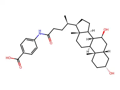 4-[(3,7-Dihydroxy-24-oxocholan-24-yl)amino]benzoic acid structure