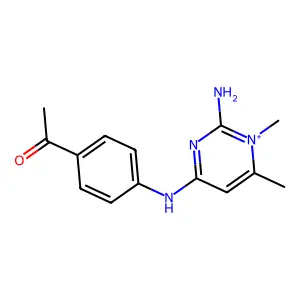 4-(4-Acetylphenyl)amino-2-amino-1,6-dimethylpyrimidinium iodide structure