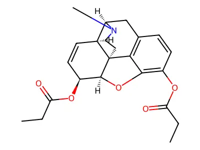 17-Methyl-7,8-didehydro-4,5-epoxymorphinan-3,6-diyl dipropanoate structure