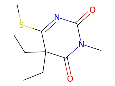 2,4(3H,5H)-Pyrimidinedione, 5,5-diethyl-3-methyl-6-(methylthio)- structure