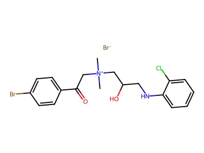 Benzeneethanaminium, 4-bromo-N-(3-((2-chlorophenyl)amino)-2-hydroxypropyl)-N,N-dimethyl-beta-oxo-, bromide, (+-)- structure