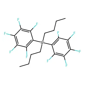 Bis(pentafluorophenyl)dibutyl tin structure